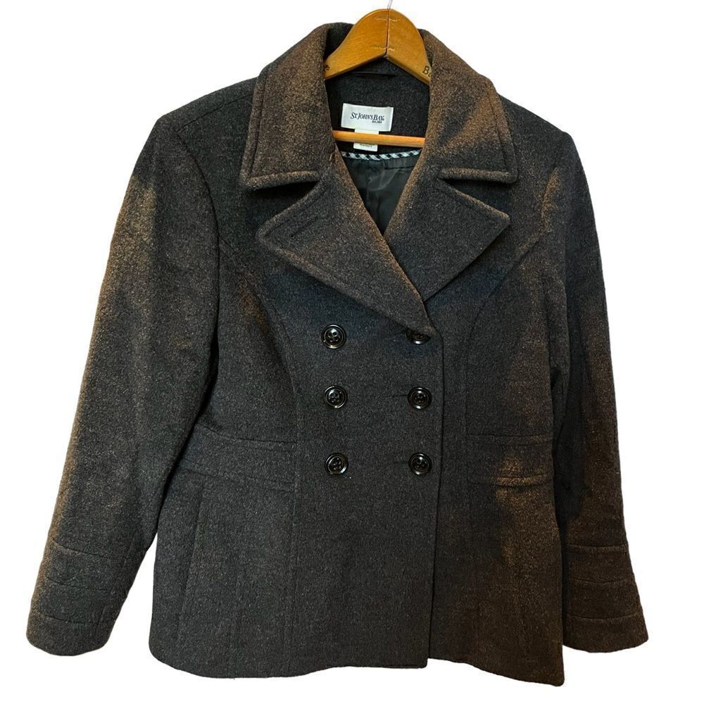 St. John's Bay Dark Gray Women's Pea Coat Size Medium